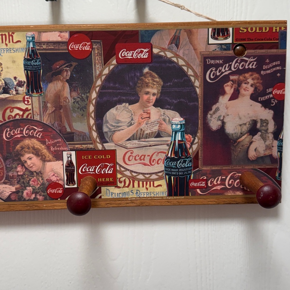 Coca Cola Retro Wall Hook with Red and Brown Accents - Picture 4 of 9